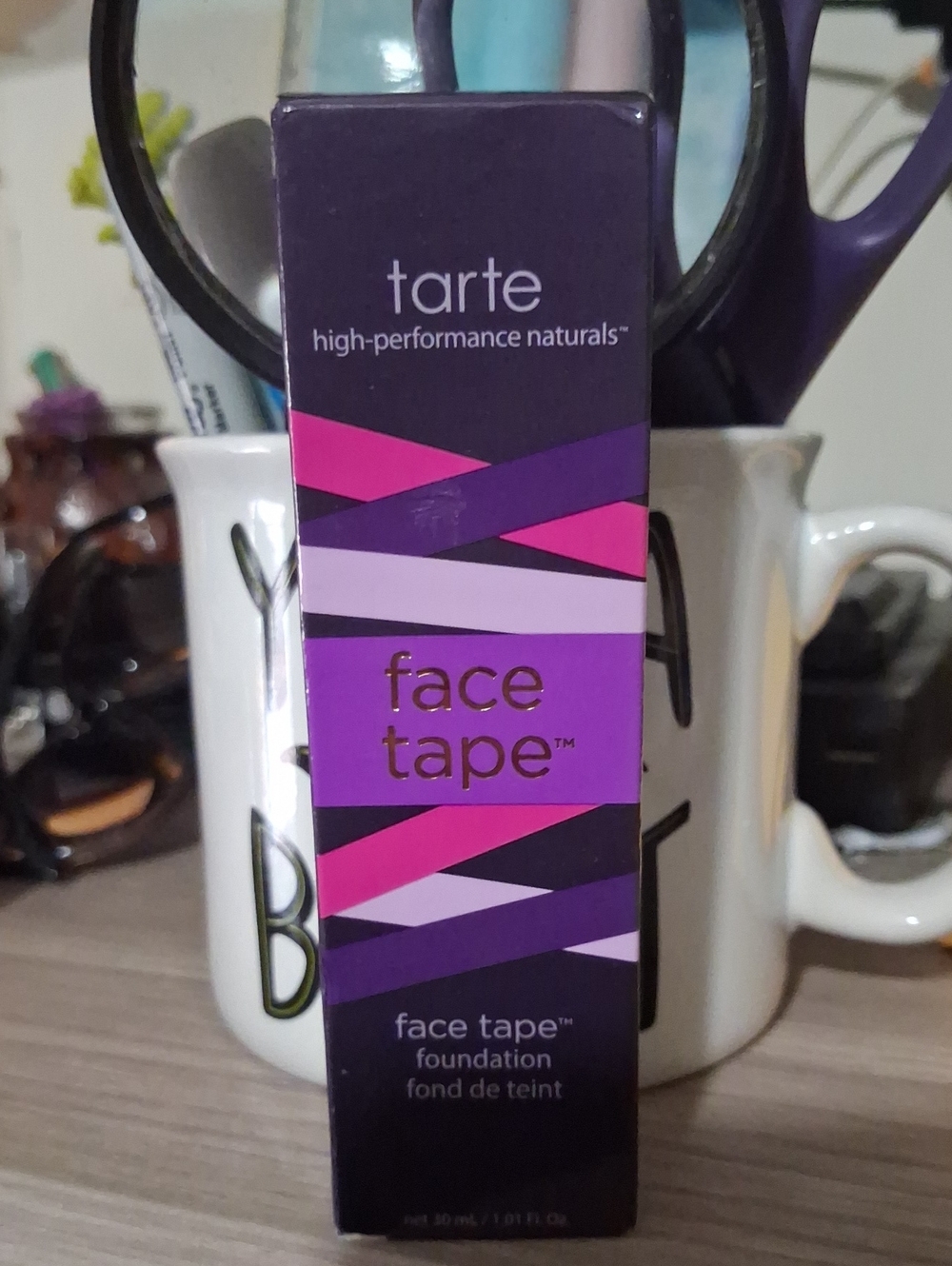 tarte Face Tape Foundation Box in Purple, Pink & Lavender RETAIL $50. FULL SIZE.